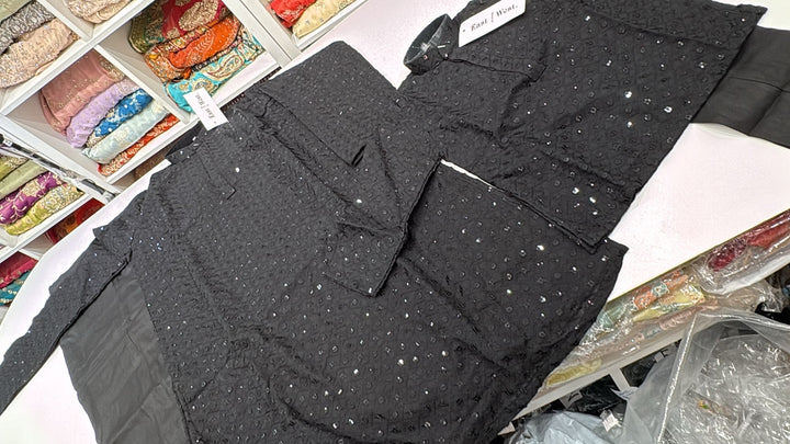 CK730 - Black Chikankari Set for Boys and Men