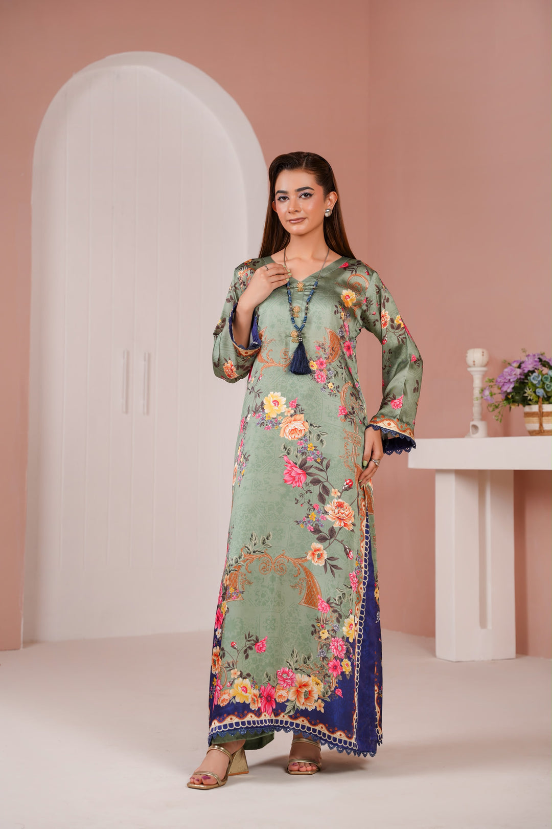 ZS04 - Elegant Silk 2-Piece co-ord Pakistani Suit