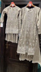 GIRLS EMBROIDERED SHARARA DRESS K664A