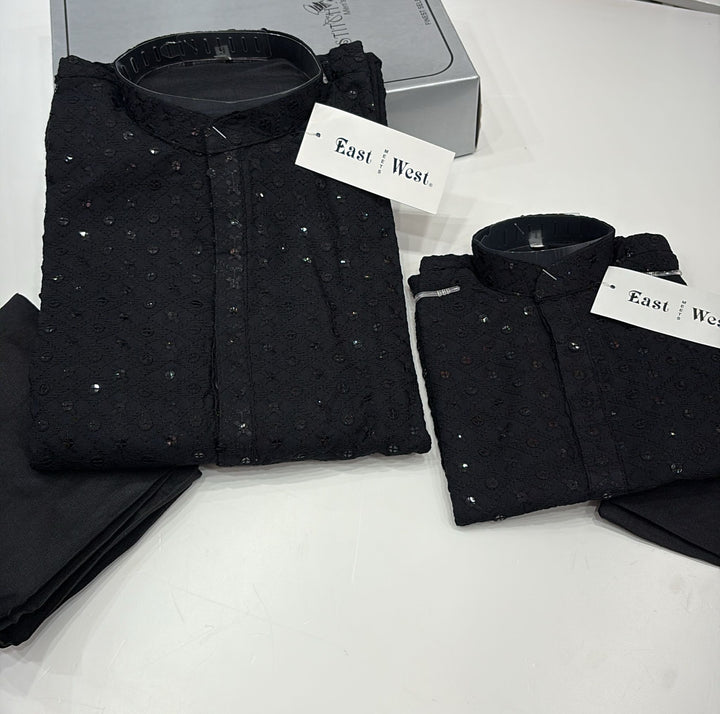 CK730 - Black Chikankari Set for Boys and Men