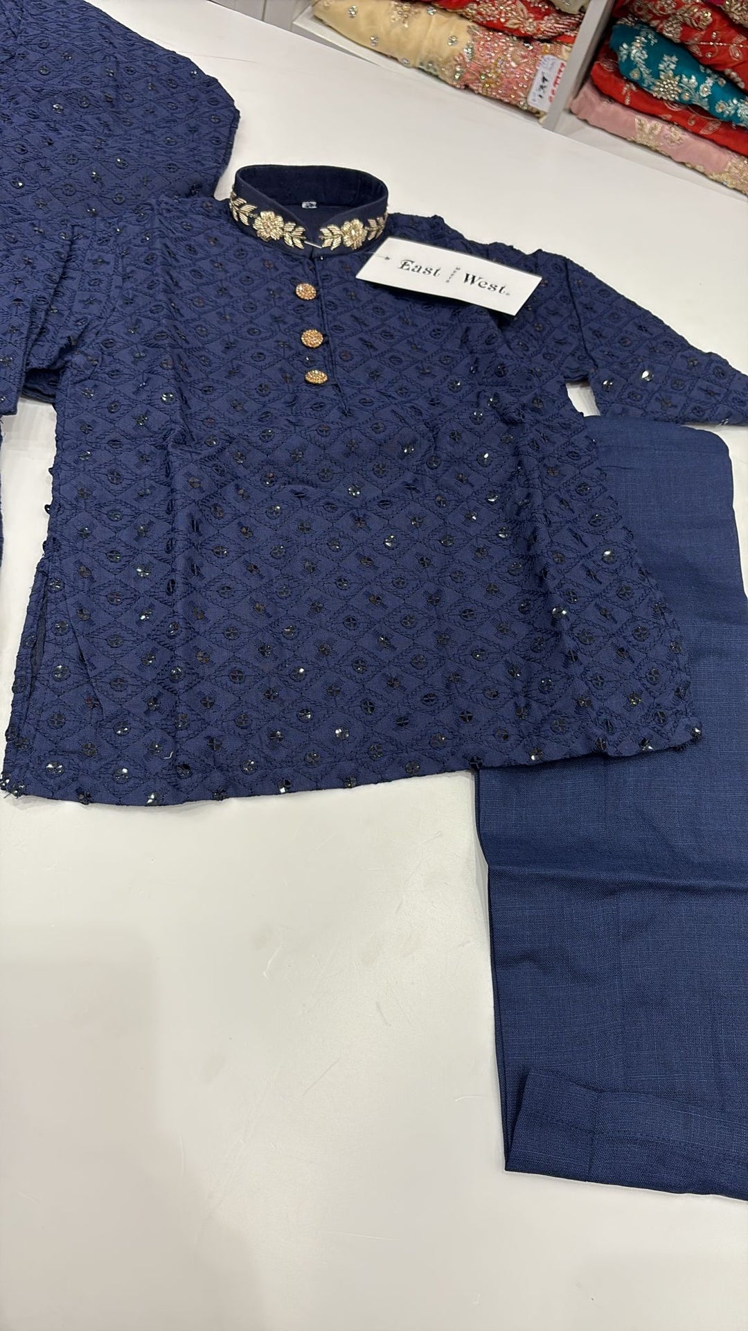 CK725 - Blue Chikankari Set for Boys and Men
