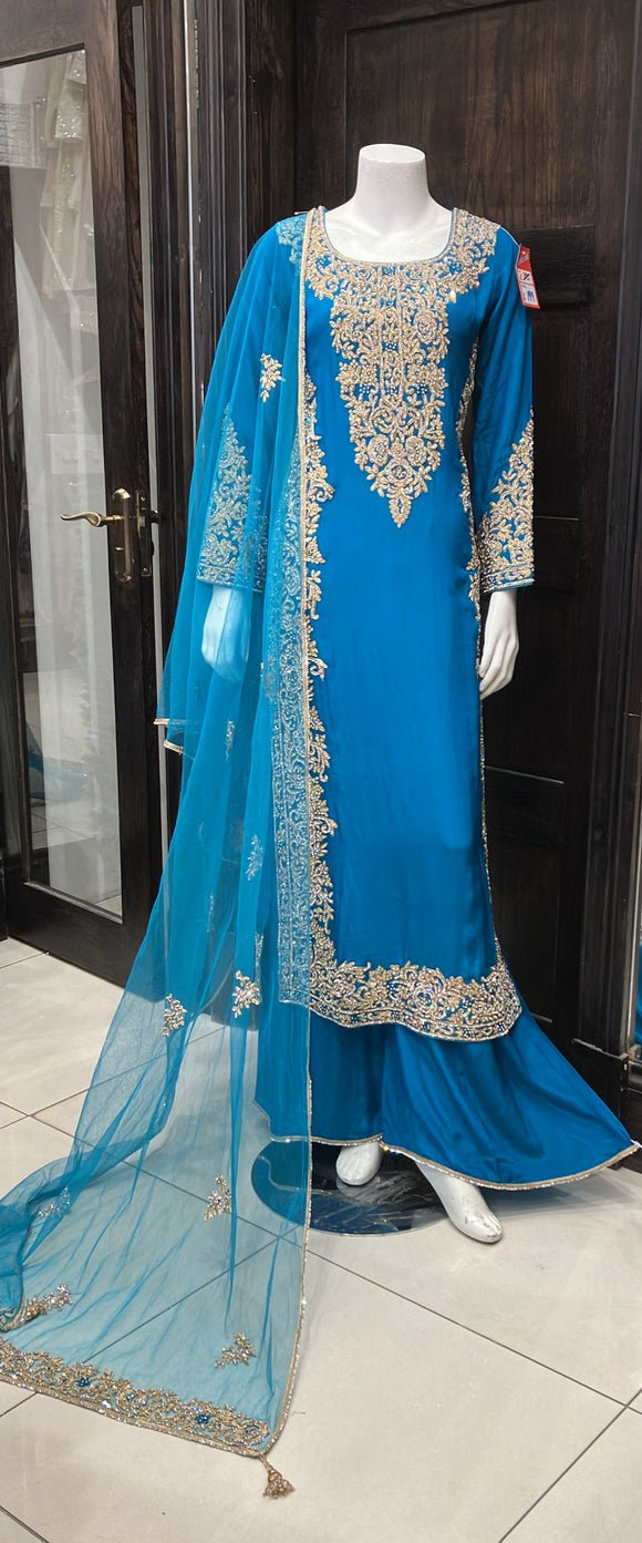 HEAVY EMBROIDERED SILK 3 PIECE SUIT 0191B