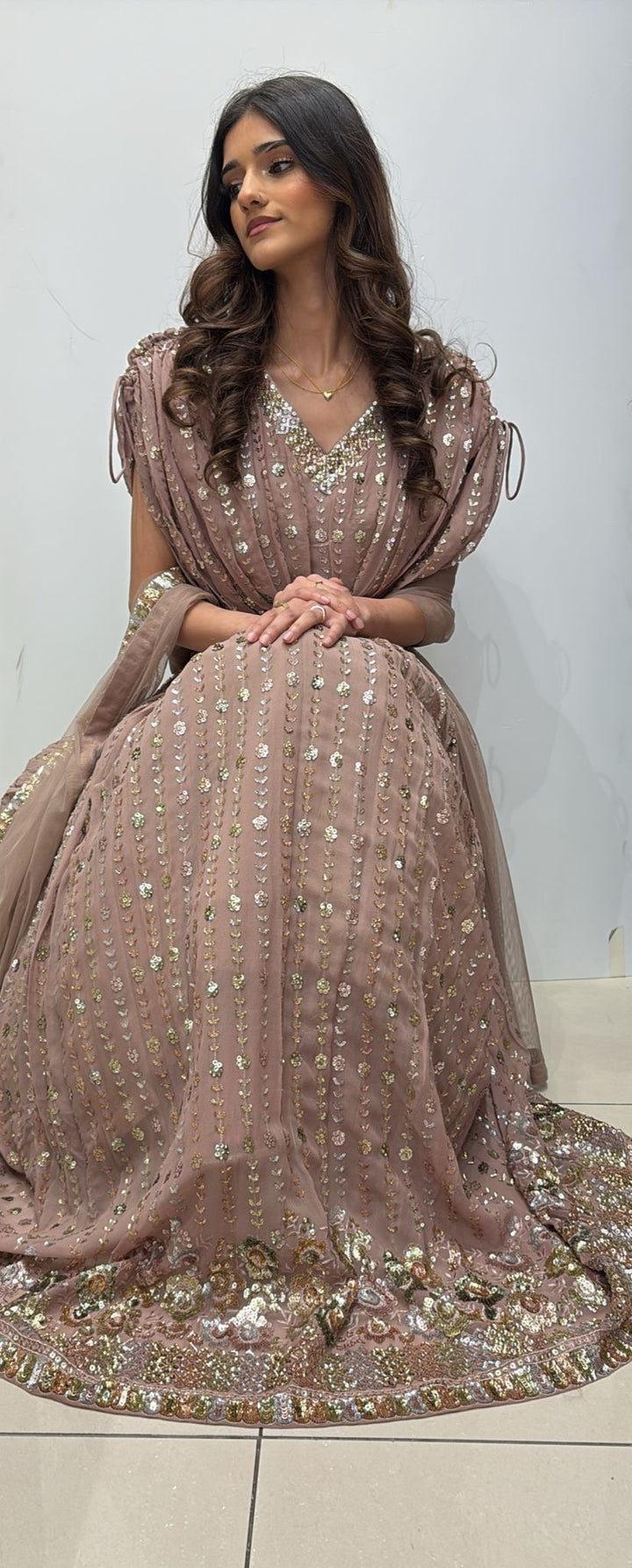EMBROIDERED CHIFFON LENGHA CHOLI 0212A