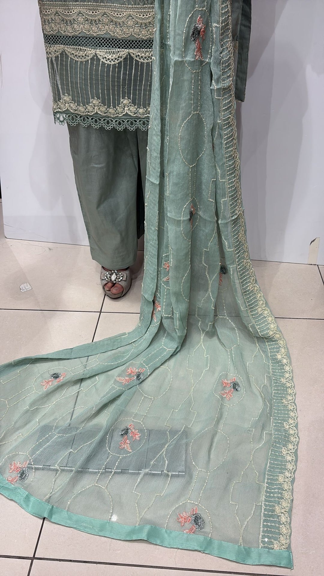 76C - Attire designer Embroidered Cotton 3 piece suit