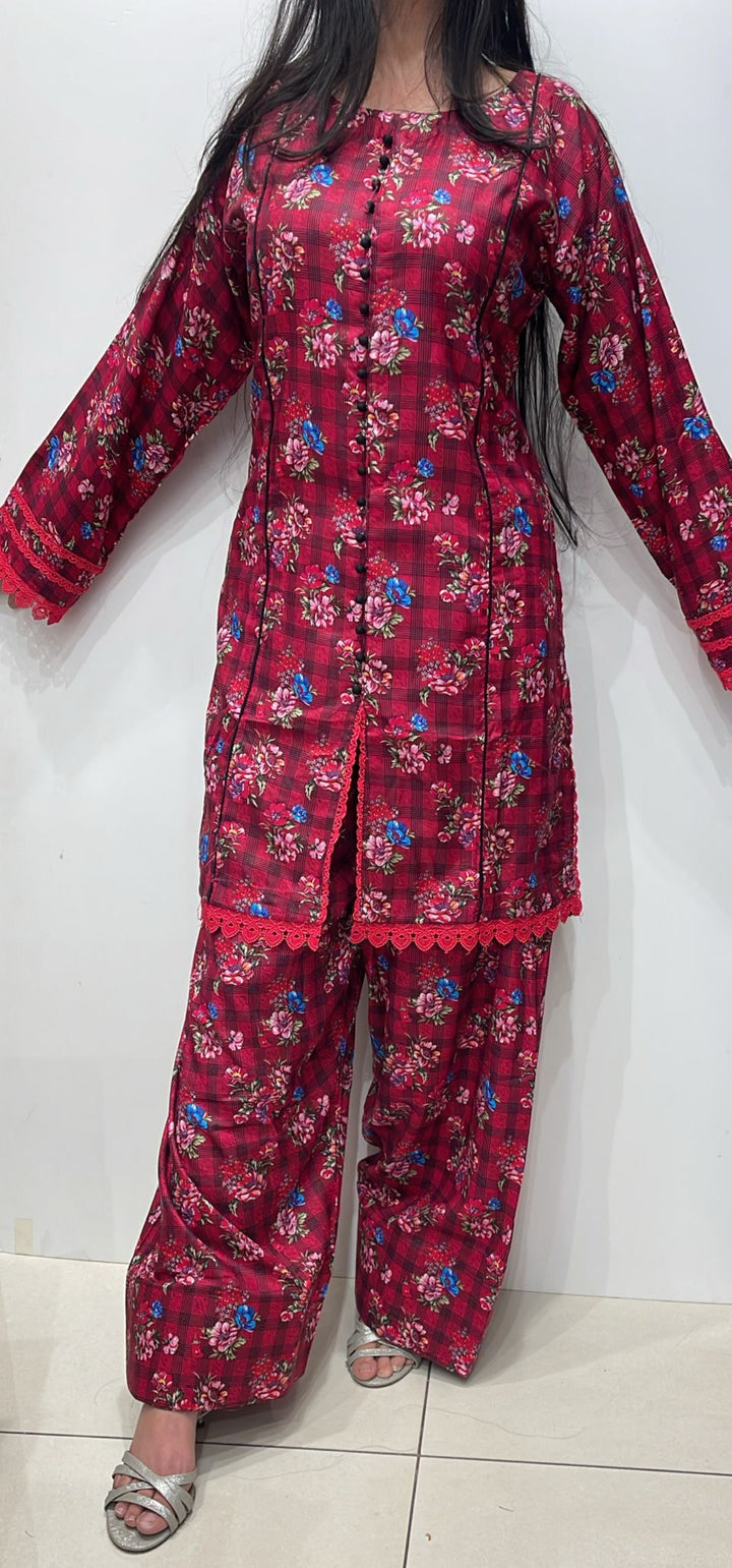 FTO1 - COTTON PRINT FARSHI SHALWAR 2 PIECE SUIT