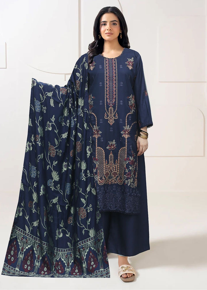 DF02 - BLUE DHANAK LINEN EMBROIDERED SUIT