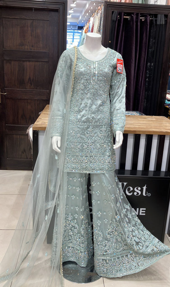 HEAVY EMBROIDERED NET 3 PIECE SUIT 157B