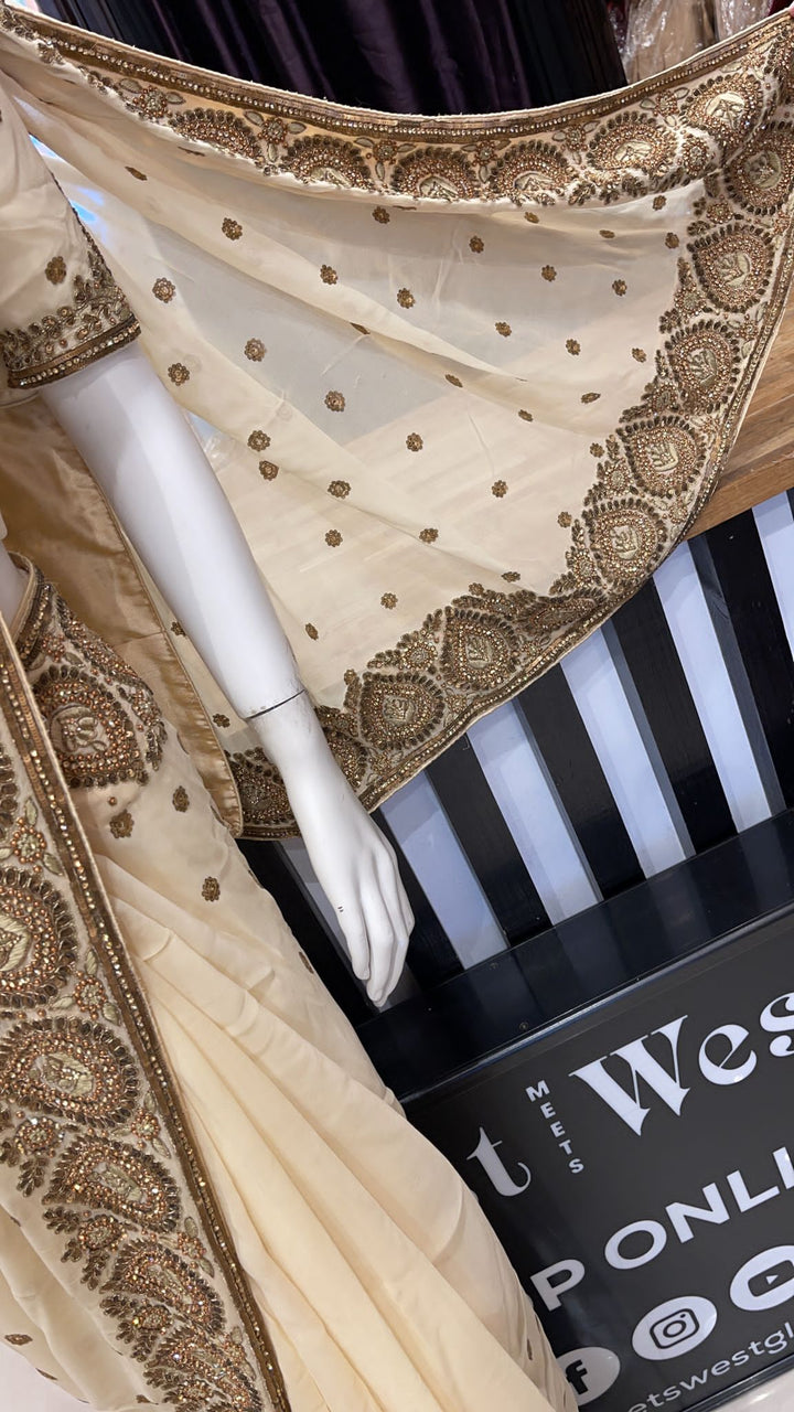 EMBROIDERED & EMBELLISHED CHIFFON SAREE & BLOUSE SR44