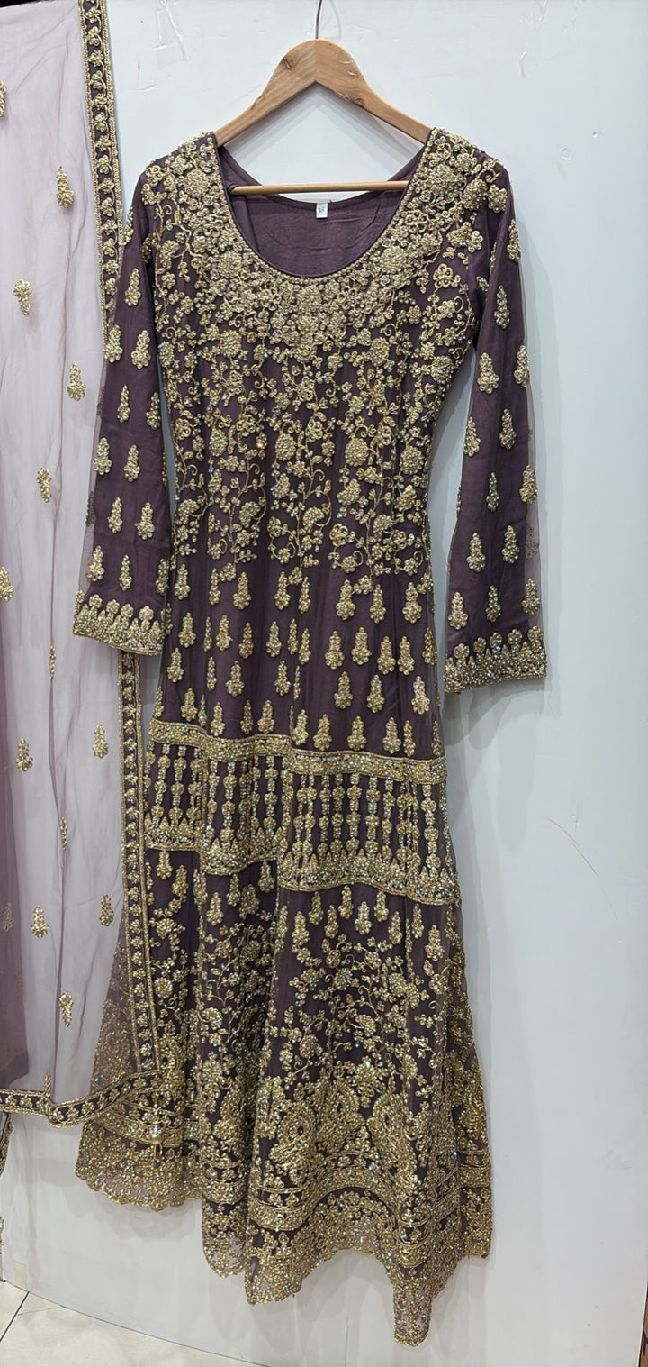 7013C- Embroidered & Embellished net long dress