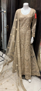 GOLD EMBROIDERED & EMBELLISHED NET DRESS 0186G