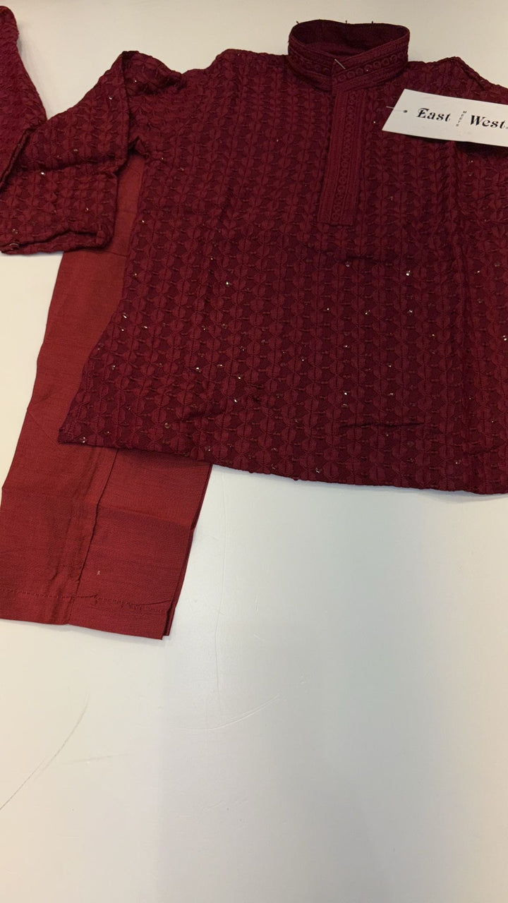 CK701 - Red Chikankari Set for Boys and Men