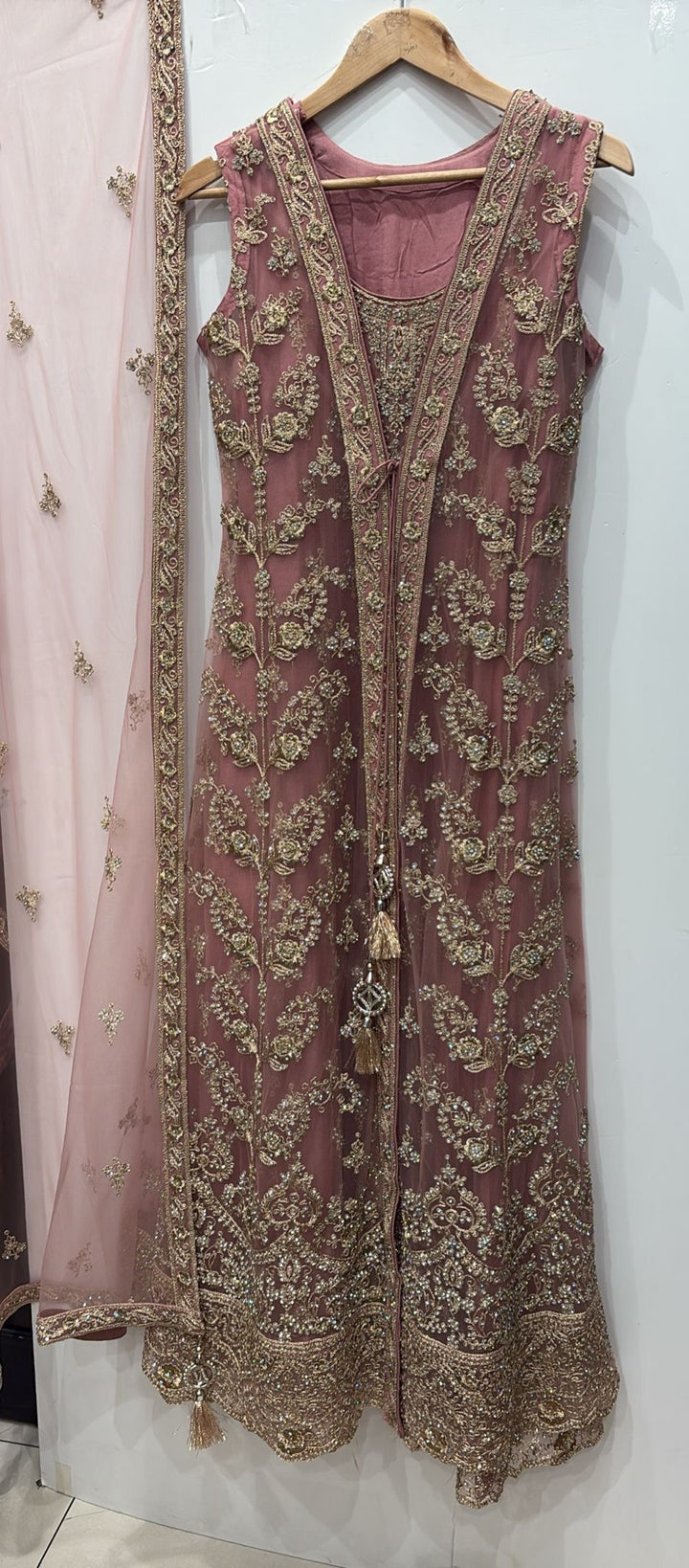 7011B- Embroidered & Embellished net long dress