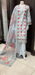 EMBROIDERED CHIKANKARI COTTON 3 PIECE SUIT 148C