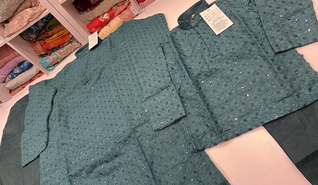 CK731 - Green Chikankari Set for Boys and Men