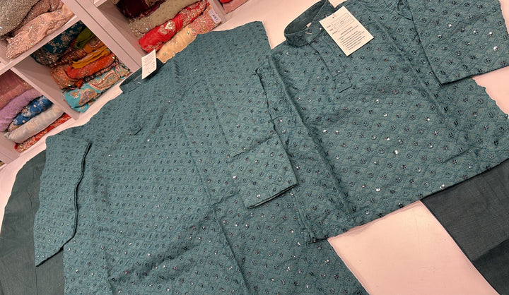 CK731 - Green Chikankari Set for Boys and Men