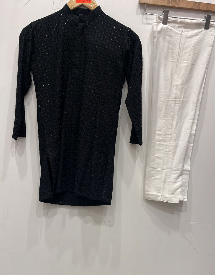 CMR23 BOYS BLACK CHIKANKARI 2PC SET