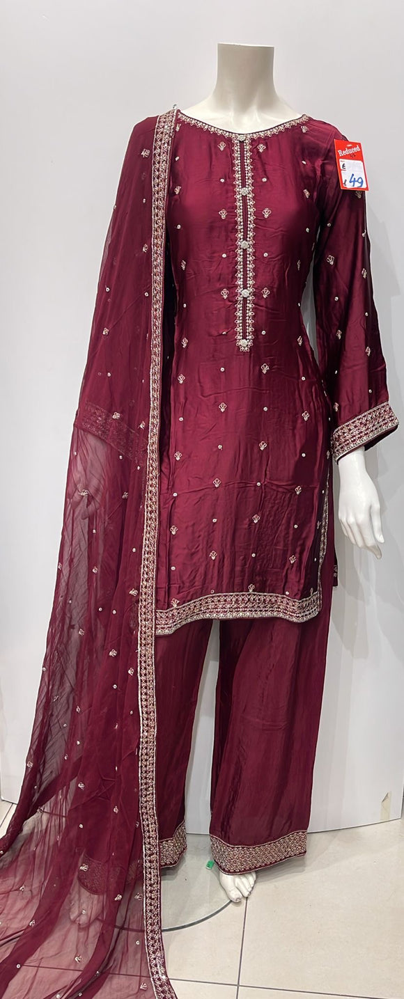 EMBROIDERED SILK 3 PIECE SUIT AG42