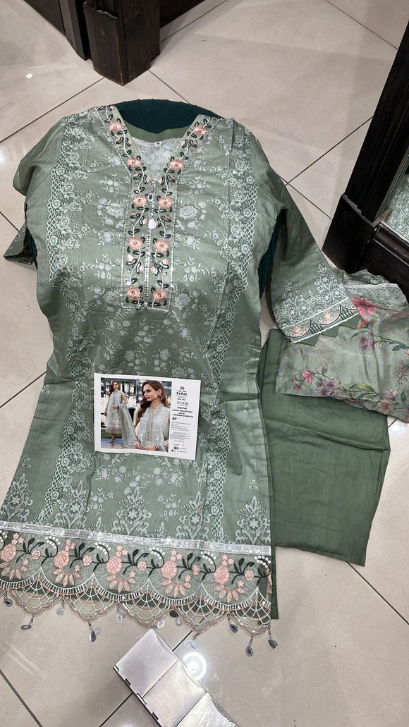 EMBROIDERED LAWN 3 PIECE SUIT BAMBER DUPATTA NN01