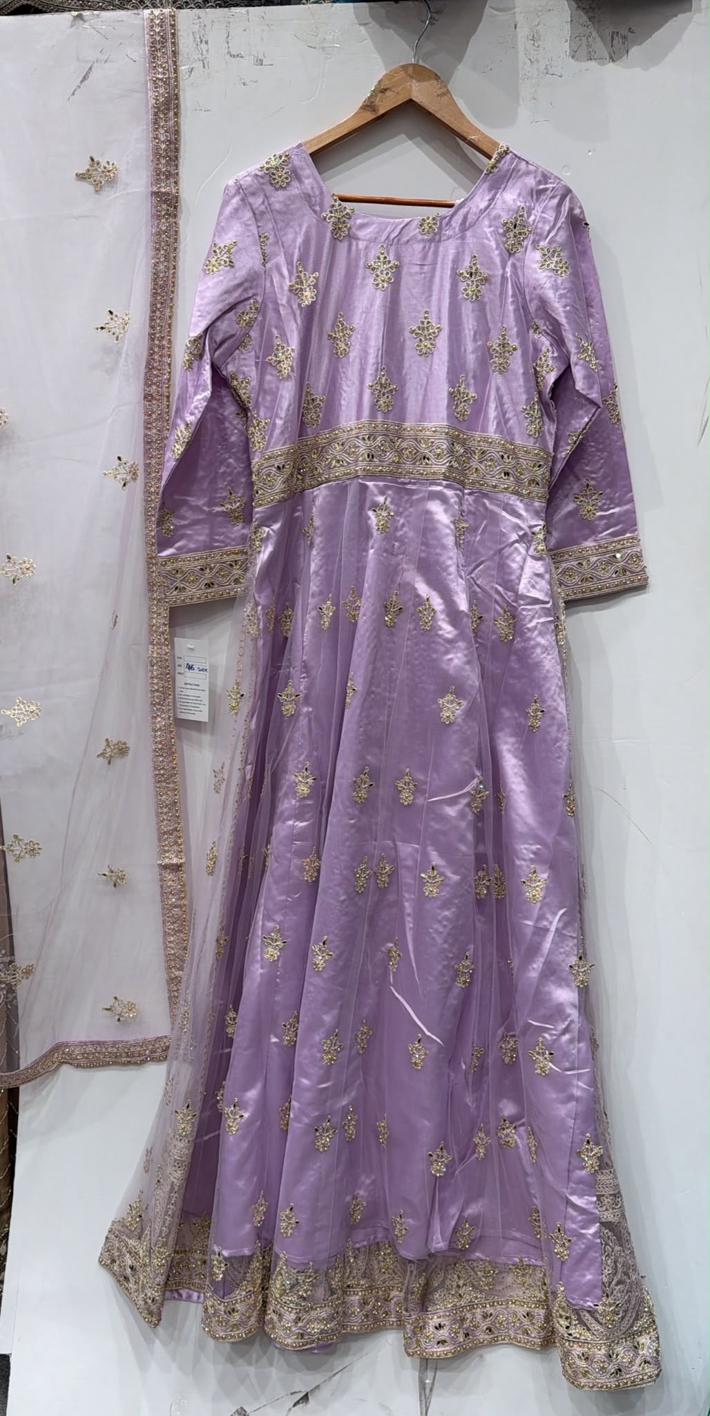 134C - Lilac Net Embroidered Maxi Dress