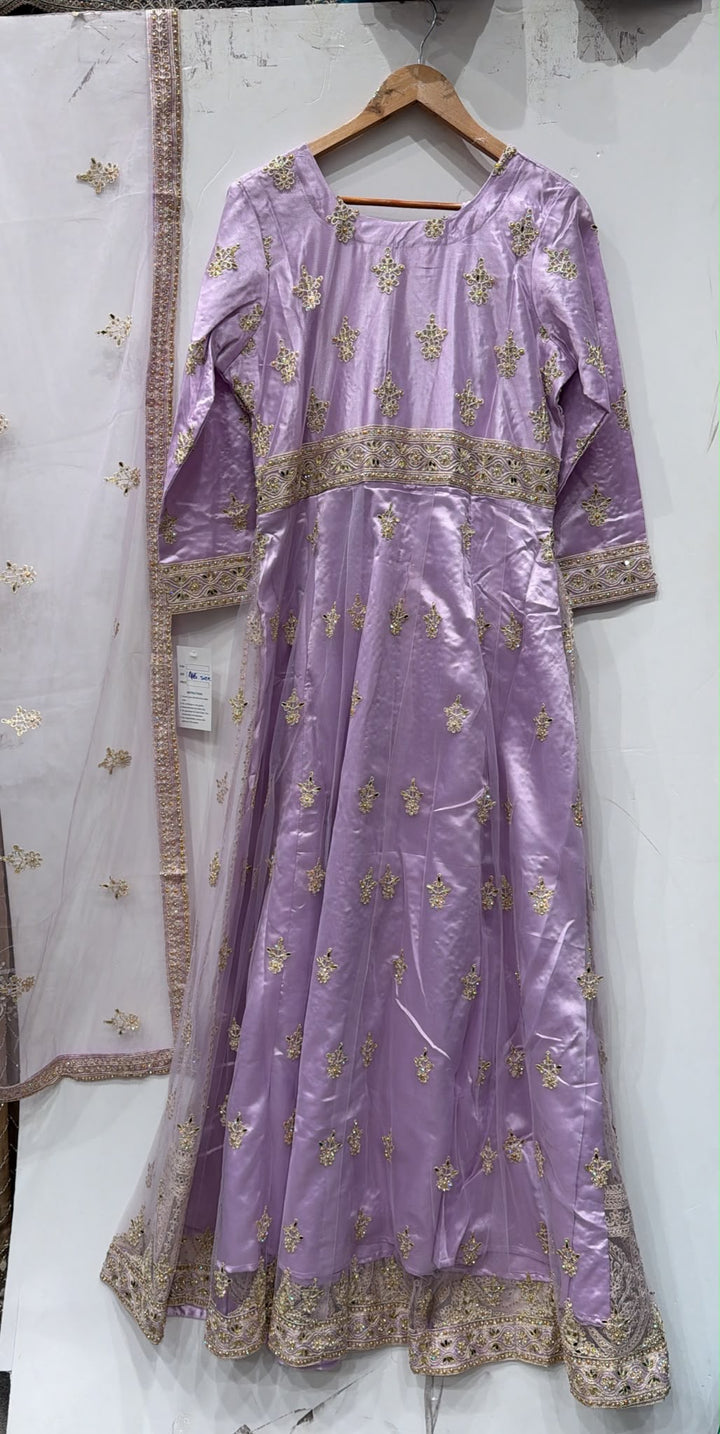 134C - Lilac Net Embroidered Maxi Dress