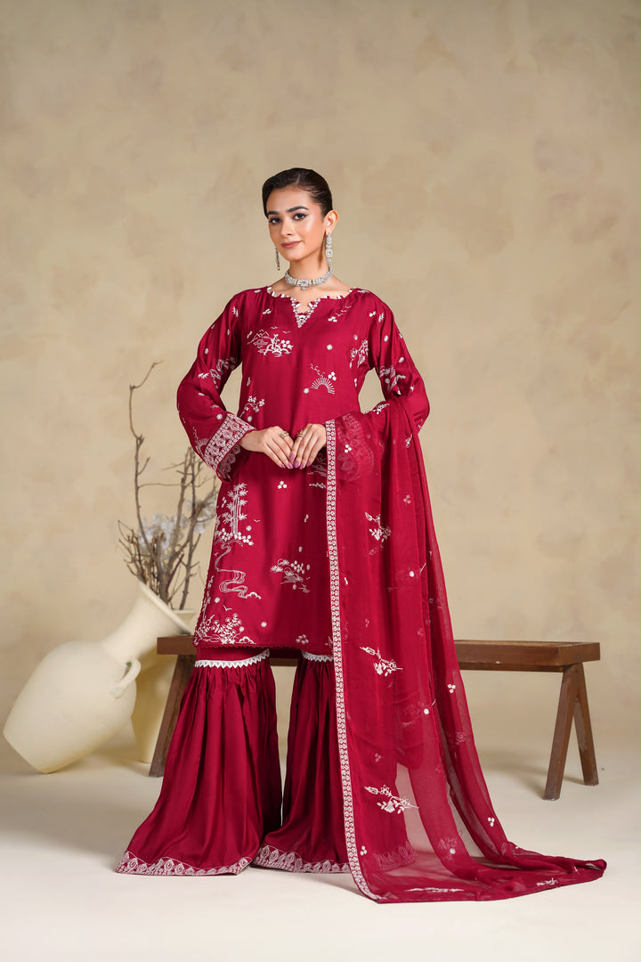 1122B - Red Embroidered Pakistani Suit – Regal Festive Edit