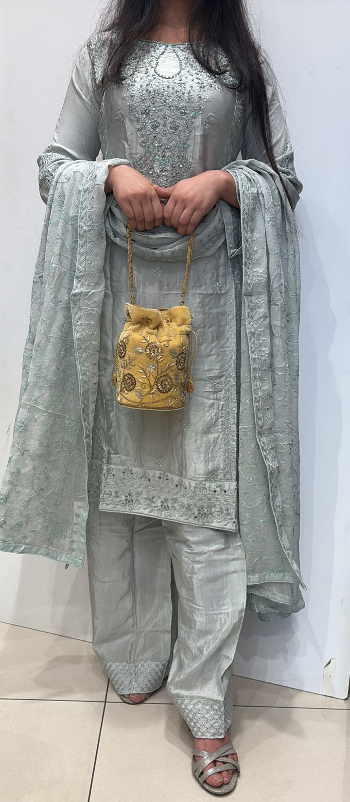 AG22c- EMBROIDERED SILK 3 PIECE SUIT