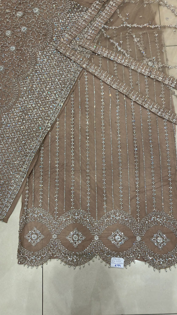 HEAVILY EMBROIDERED 4 PIECE SUIT UNSTITCHED 3/5NUS0d