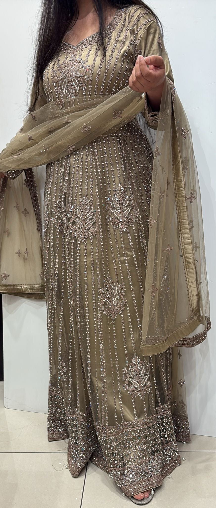 EMBROIDERED & EMBELLISHED NET DRESS NC925M