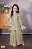 GIRLS EMBROIDERED & EMBELLISHED GHARARA OUTFIT K633B