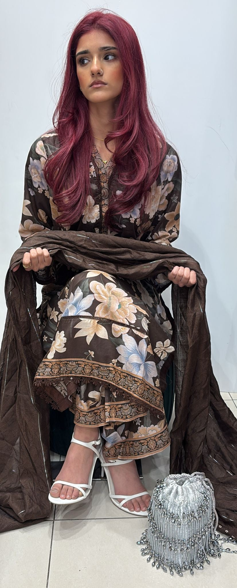 BR45 - Baroque Inspired Lawn Print 3 Piece Suit