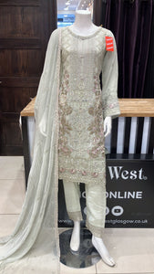 EMBROIDERED CHIFFON 3 PIECE SUIT 481A