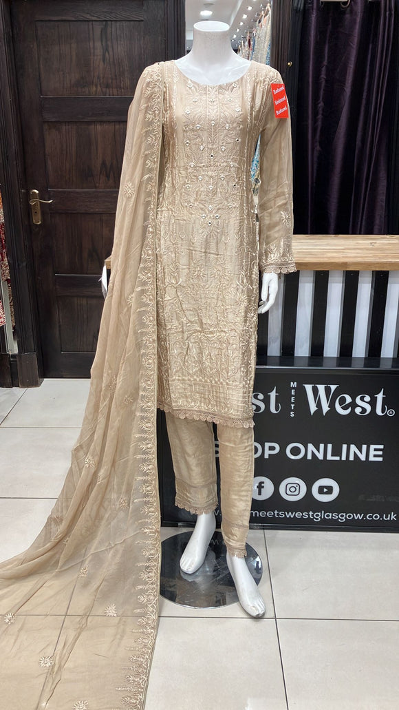 EMBROIDERED SILK 3 PIECE SUIT NA01