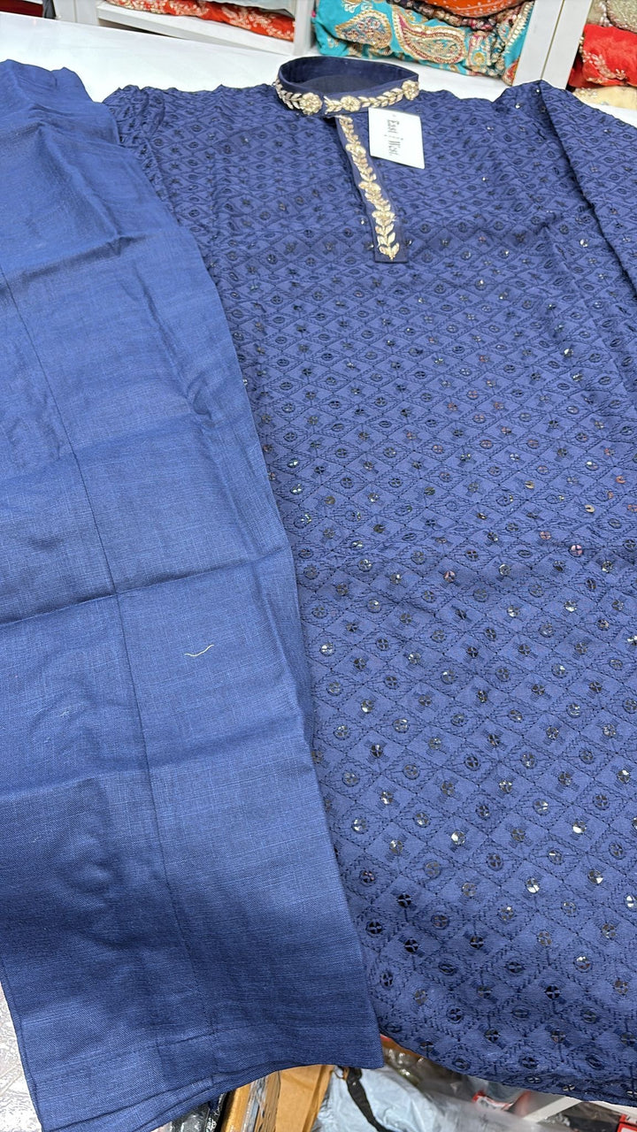 CK723 - Blue Chikankari Set for Boys and Men