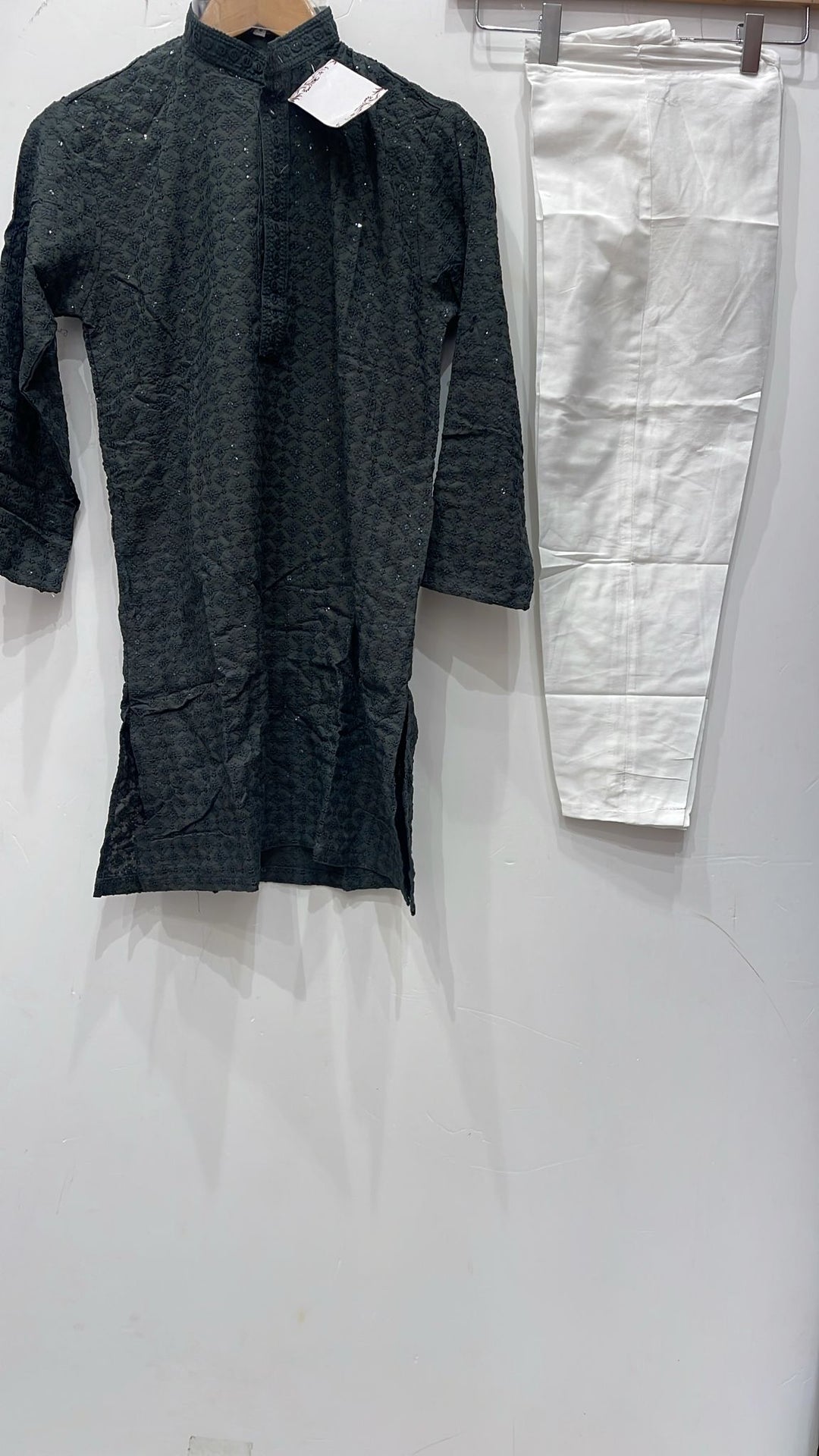 CMR25 BOYS DARK GREY CHIKANKARI 2PC SET