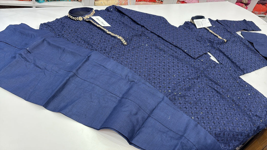 CK723 - Blue Chikankari Set for Boys and Men