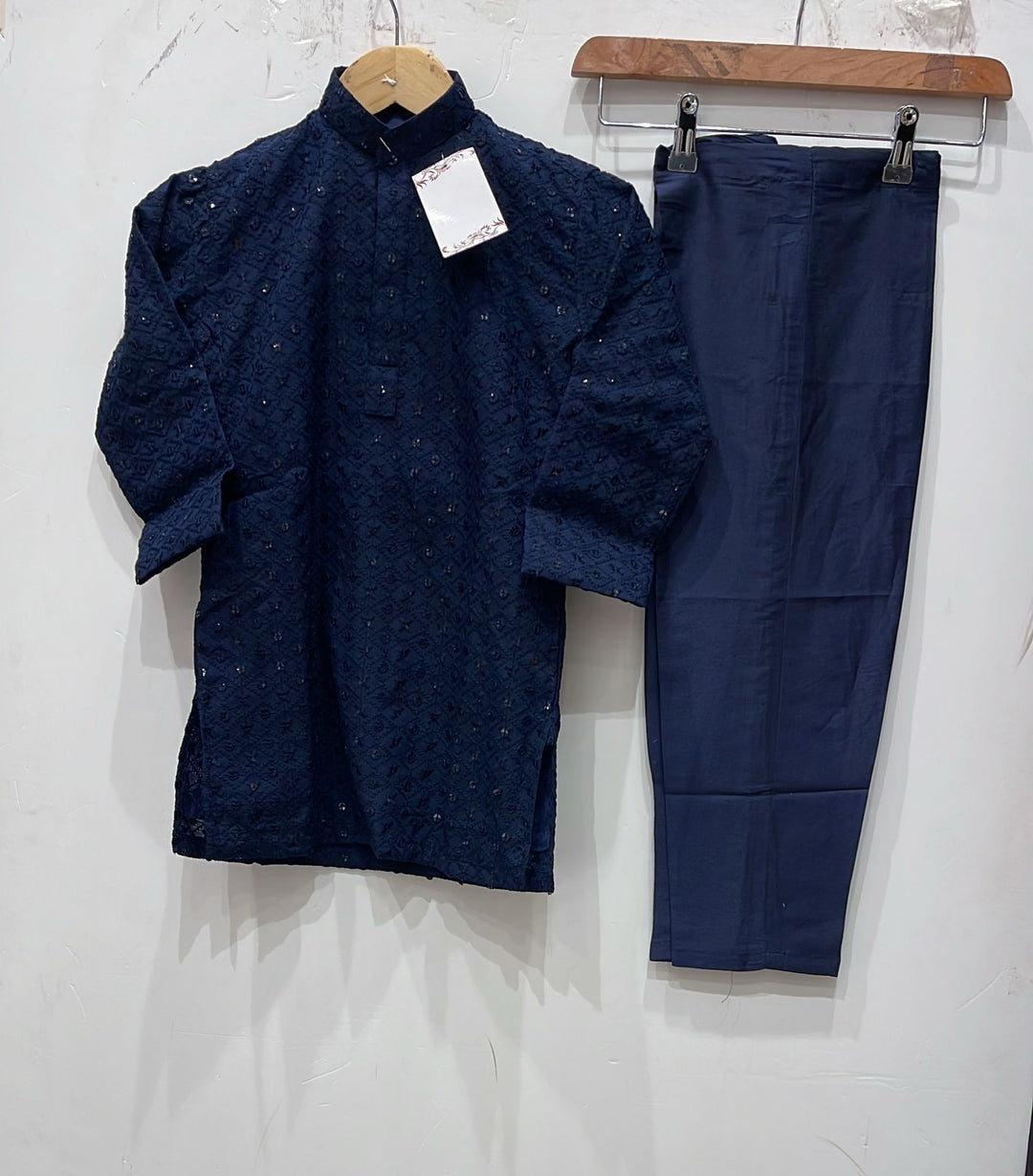 CK782B -  BOYS BLUE CHIKANKARI 2PC SET