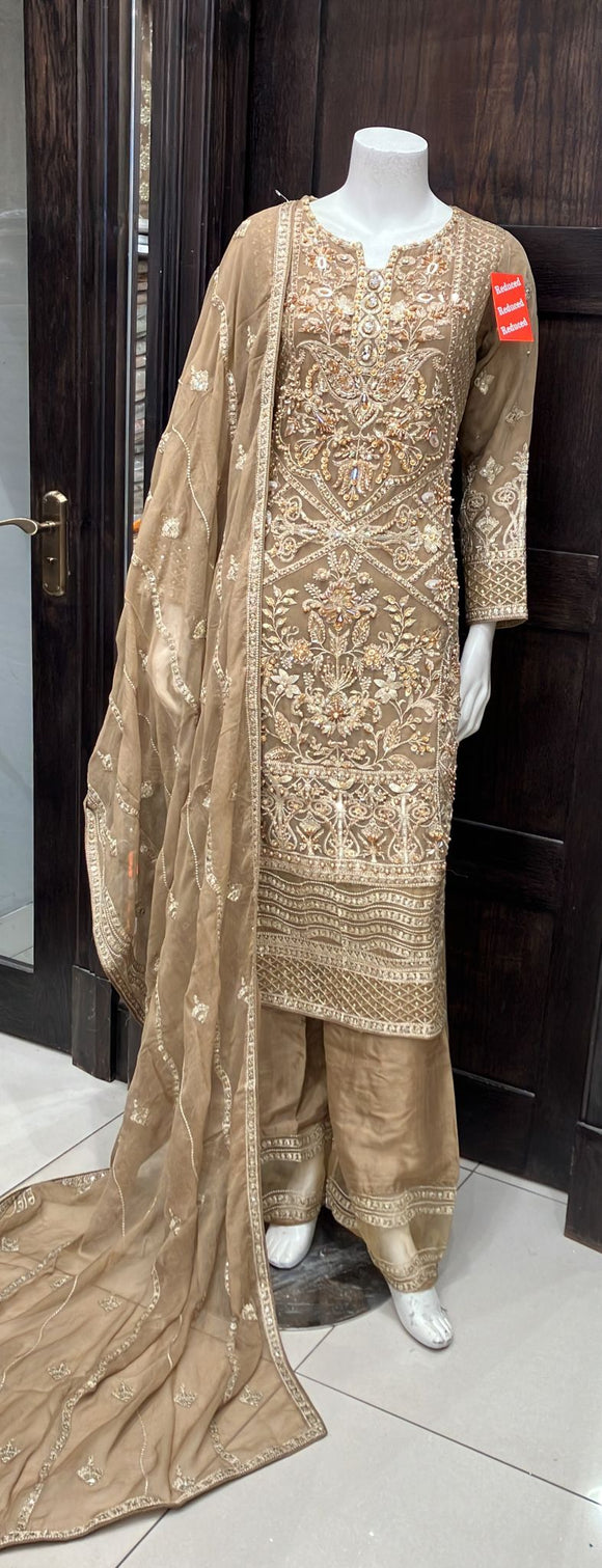 EMBROIDERED CHIFFON 3 PIECE SUIT 234C