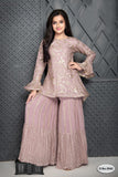 GIRLS EMBROIDERED & EMBELLISHED GHARARA OUTFIT K633C