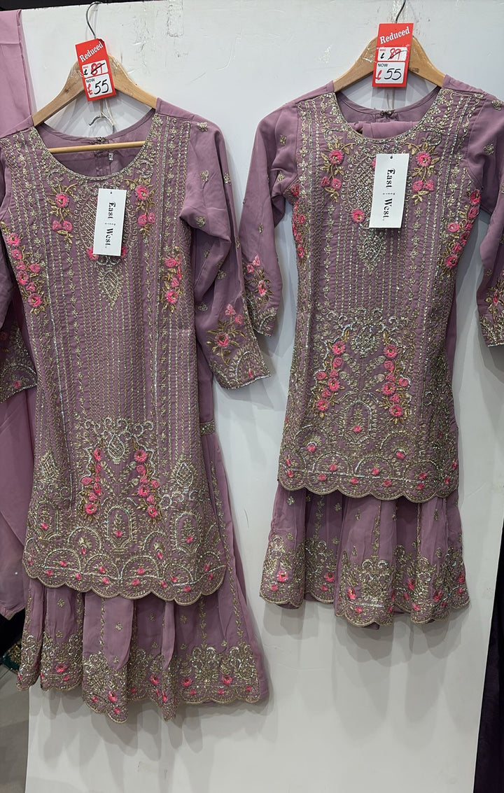 K625A- GIRLS EMBROIDERED SHARARA DRESS