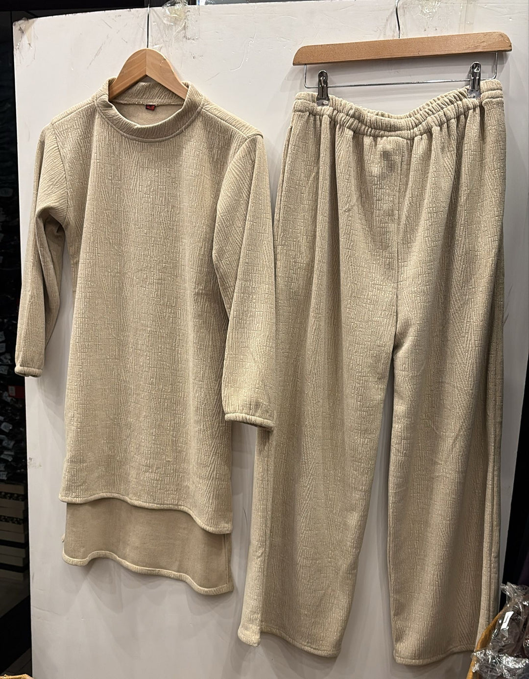 LV03 - BEIGE WINTER STRETCH JERSEY CO-ORD SETS