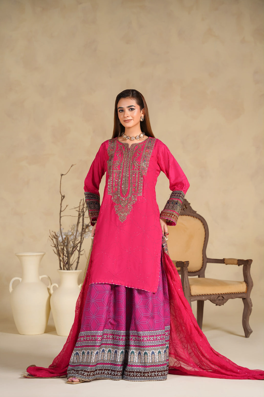 1121C - Pink Embroidered Pakistani Suit – Regal Festive Edit