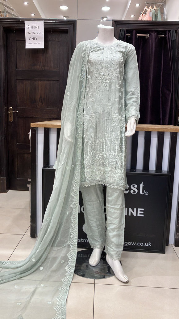 EMBROIDERED SILK 3 PIECE SUIT NA13