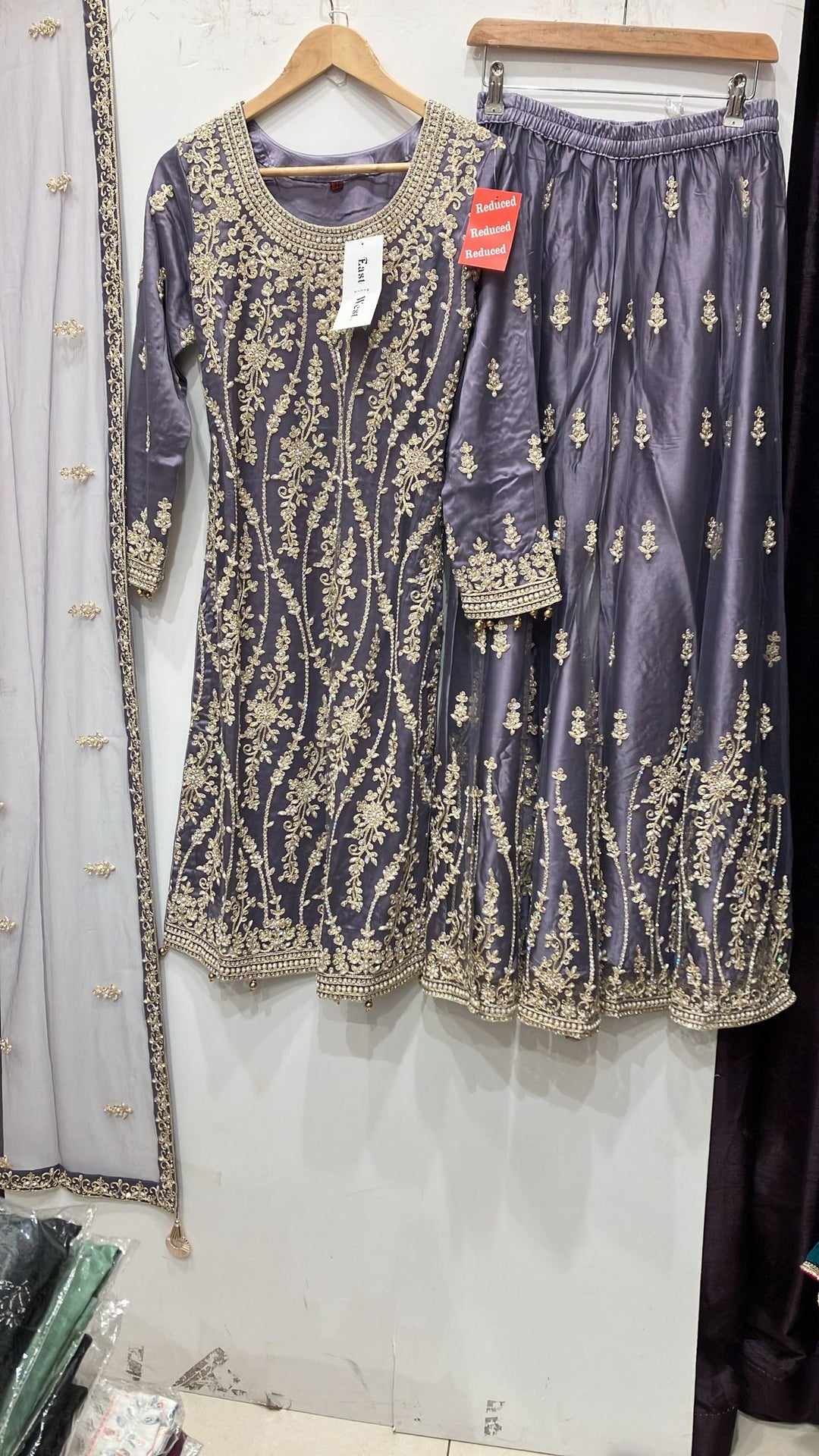 168G - PURPLE EMBROIDERED & EMBELLISHED NET SUIT