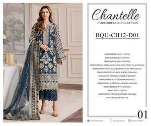 Chantelle EMBROIDERED UNSTITCHED SUIT BQU-CH12-D01