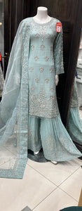 EMBROIDERED & EMBELLISHED 3 PIECE SHARARA SUIT 396C