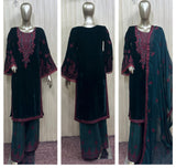 GREEN EMBROIDERED VELVET SUIT NV61B