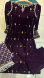 NV45- Embroidered Velvet 3 Piece Suit with Chiffon Dupatta
