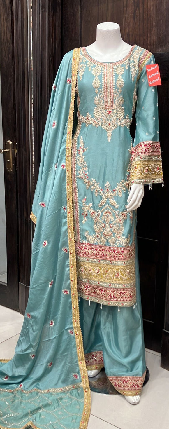 EMBROIDERED SILK 3 PIECE SUIT 109A