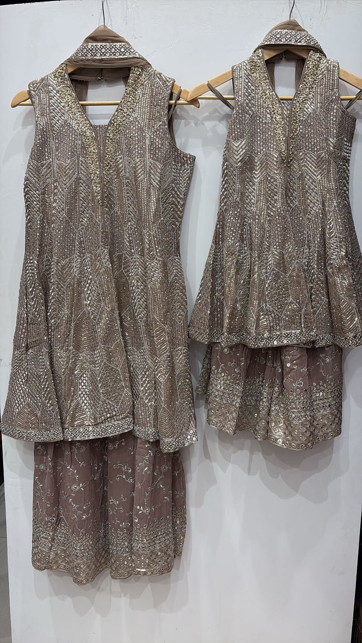 K691C- GIRLS EMBROIDERED SHARARA DRESS
