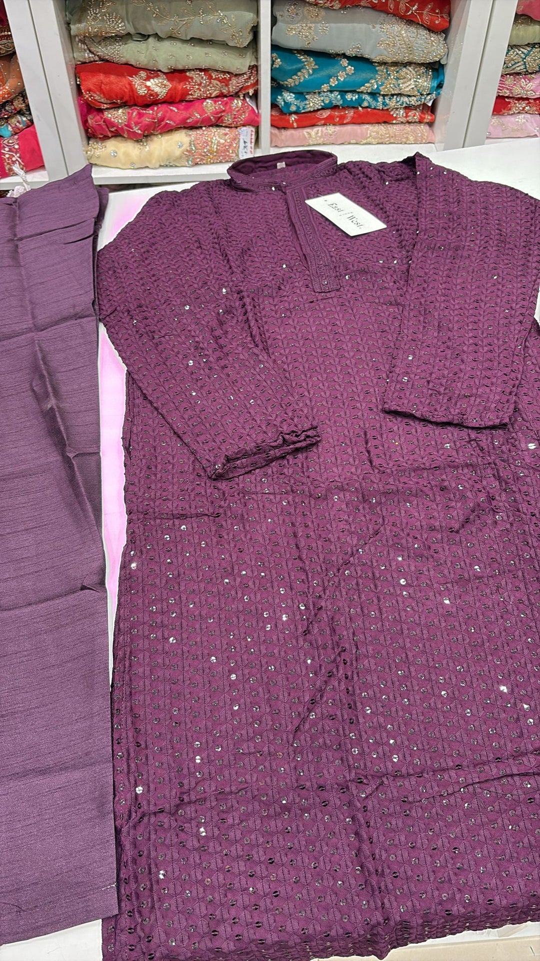 CK706 - Plum Cotton Chikankari Set for Boys and Men